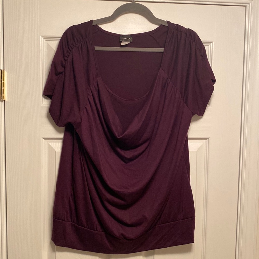 Judith Eggplant Short Sleeve Top…size 2X